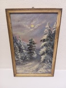 Pejzaż zimowy, obraz olejny M. Dzieciątko