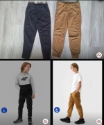 Joggery chłopięce 4F 152 brązowe czarne spodnie casual 