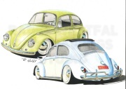 VW Beetle Garbus plakat rysunek prezent A3 42x30