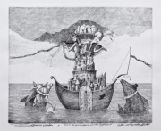 TOMASZ SĘTOWSKI "Oceaniczna orkiestra" akwaforta, 25 x 31 cm