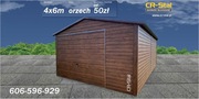 Garaż blaszany. 4x6 m. Brama uchylna. Profil zamknięty. 