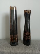 Czarny wazon Chodzież, 31cm. Złocenia(plus niższy wazon gratis)