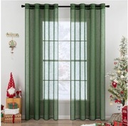 Zestaw 2 Firanek Woalowych Z Przelotkami 145 x 140 cm Zielone
