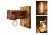 Loftowy kinkiet z drewna – stylowa lampa ścienna