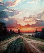 Zbyszek z mazur obraz olejny WIATRAK