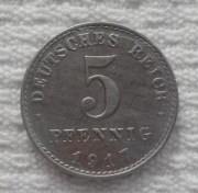 Niemcy Cesarstwo Wilhelm II 5 fenigów pfennig 1917 A Berlin Prusy KM# 19 Fe