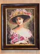 Obraz w/g Emila Vermona Fancy Bonnet haft krzyżyk ręczna robota Rama