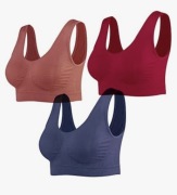 Lemef 3-pak bezszwowy biustonosz sportowy bez fiszbin S