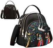 Mały plecak damski 2w1 torebka na ramię czarny plecaczek miejski