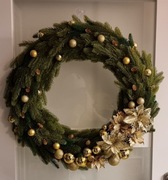Wieniec bożonarodzeniowy w kolorach złota i zieleni 60 cm