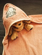 Ręcznik niemowlęcy kąpielowy z kapturem słonik 100% bawełna st db 80x83cm