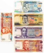 Banknoty Filipiny 20-1000 peso Zestaw 5 sztuk