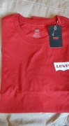 Levi's czerwony makowy t-shirt rozm XL białe logo 
