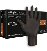 RĘKAWICE BEZPUDROWE CZARNE NITRYLOWE rozm. XL 100 SZT