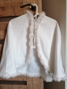 Ciepła biała peleryna komunijna narzutka 