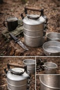 Menażka wojskowa aluminiowa PRL – vintage, kompletna