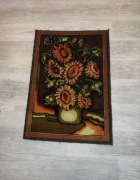 Przepiękny dywan, obraz ścienny słoneczniki PRL