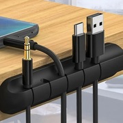 Nowy, czarny silikonowy organizer przewodów, na kable na biurko, 