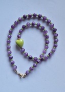 Choker chocker naszyjnik kamienie naturalne ametyst lewendowy i  serduszko 