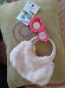 Puchata Różowa torebka Lusterko Hello Kitty Bransoletka Opaska Spinki 