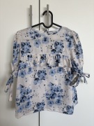 Bluzka Laurella w kwiaty – bawełna, falbanka, kokardki, zwiewna S 36