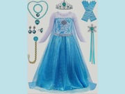 NOWY 104 110 Strój Sukienka Suknia ELSA Akcesoria Frozen Kraina Lodu