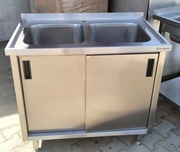 Zlew 2-komorowy gastronomiczny 100x60x85 zabudowany