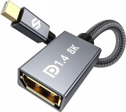 Silkland Adapter MiniDP do DisplayPort 1.4, 8K@60Hz 4K@144Hz, Thunderbolt 2