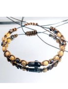 BRANSOLETKA KRZYŻ HEMATYT KAMIEŃ JASPIS OBRAZKOWY  SZER 17 BIERZMOWANIE 