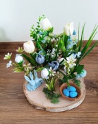 Stroik świąteczny na brzozowym suchym drewnie 24cm/24cm rękodzieło