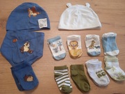 Zestaw 2 czapki, hustka, skarpetki niemowlęce 62