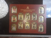 Kolekcjonerski zestaw pozłacanych medali z wizerunkami Matki Bożej