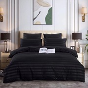CZARNA POŚCIEL 100% BAWEŁNA PASY HOTELOWA PREMIUM 200X220