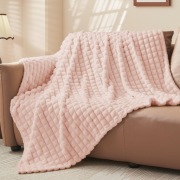 Pluszowy koc polar pled narzuta  jasny Różowy 150x200 karbowany