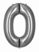 Balon Foliowy Cyfra 0 Szara Srebrny 80 cm XXL – Na Hel i Powietrze 