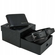 męski pierre cardin skórzany portfel i pasek w eleganckim pudełku