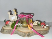 stroik wielkanocny: baranek na plastrze brzozy DIY