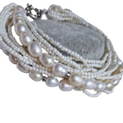 BRANSOLETKA Z PEREŁ PEREŁEK SREBRNE DUŻE ZAPIĘCIE PEREŁKOWA