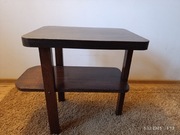 Stary drewniany stolik z dwoma blatami – solidny, ładny, 61 cm wysokości