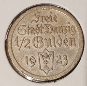 1/2 Guldena 1923  KOGA Wolne Miasto Gdańsk