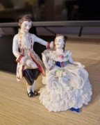 Urocza figurka porcelanowa barokowa para Dresden Volkstedt Müller