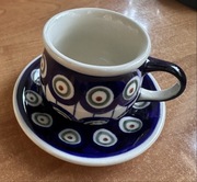 Bolesławiec. Filiżanka ze spodkiem do espresso