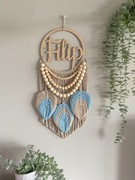 Łapacz snów imienny korale drewno piórka listki