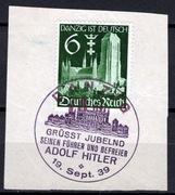 WMG, stempel propagandowy DANZIG 19.09.1939 r. znaczek DR Mi 714