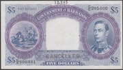 BARBADOS 5 DOLARÓW 1939 - KRÓL JERZY VI - C/C