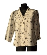 Bluzka Żakiet ANNE CARSON 40 L 100% Len Lniana Biała Lato Vintage