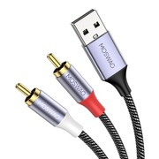MOSWAG Konwerter kabla audio USB na RCA, wtyczka USB 2.0 na 2 wtyczki RCA