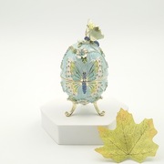 Jajko jajo faberge pojemniki szkatułka błękitne  styl motyle