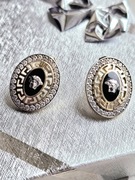 Eleganckie złote kolczyki 585 . Wzór grecki.  Versace  .nowe 