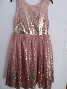 Sukienka 122 128 na wesele chrzciny święta glamour cekiny elegancka
